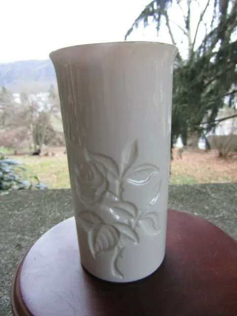 Vintage Porcelain Lenox Flower Bud Vase- Rose Motif- Gold Trim ~ 5.75” H
