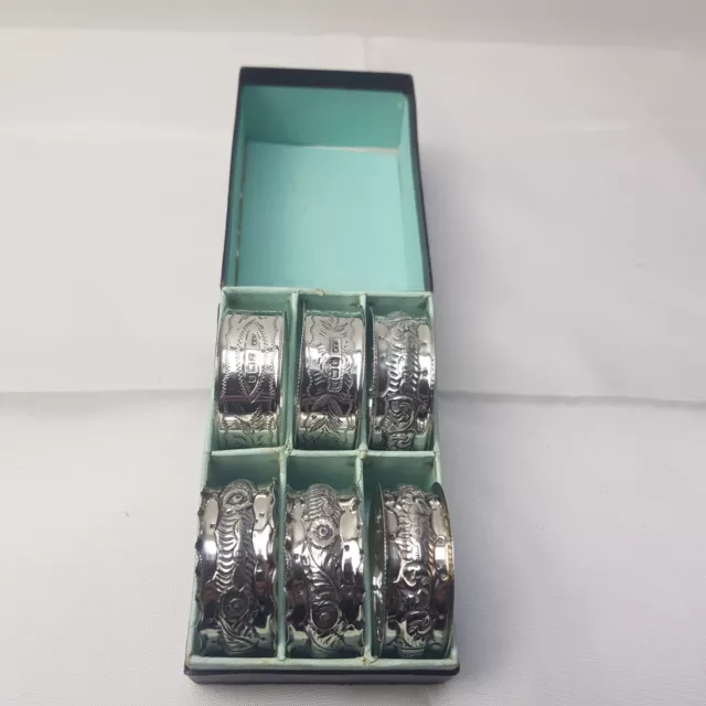 6 sterling silver napkin rings boxed