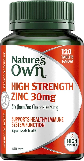 Nature'S Own High Strength Zinc 30Mg Tablets 120 - Supports Healthy Immune Sy...