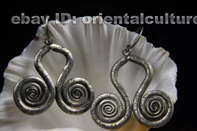 Tribal exotic chinese handmade miao silver earring