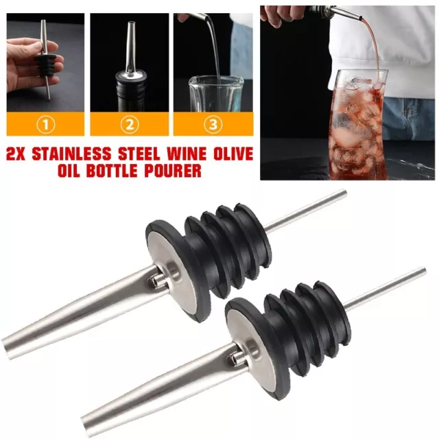 2/4 pcs Stainless Steel Oil Bottle Pourer Wine Olive Oil Dispenser Spout New