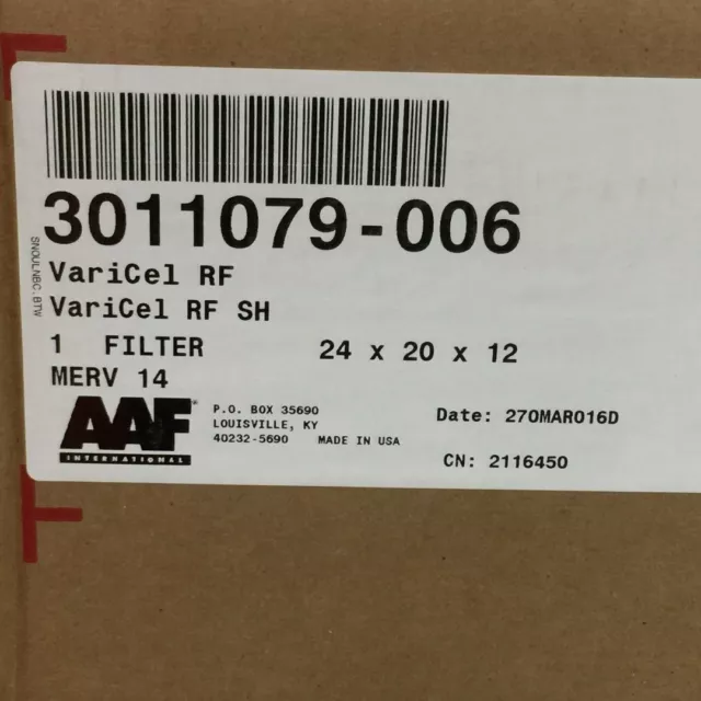 American Air Filter 3011079-006 VariCel RF SH Actual Size 23.37" X 19.37" X 11.5