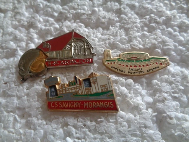 Job lot of 3 Fire station Fire Engine Fire Brigade Shaped metal lapel pins