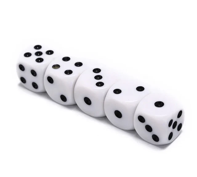 FIVE STANDARD DICE Set for Yahtzee Dice Game Set Six sided standard