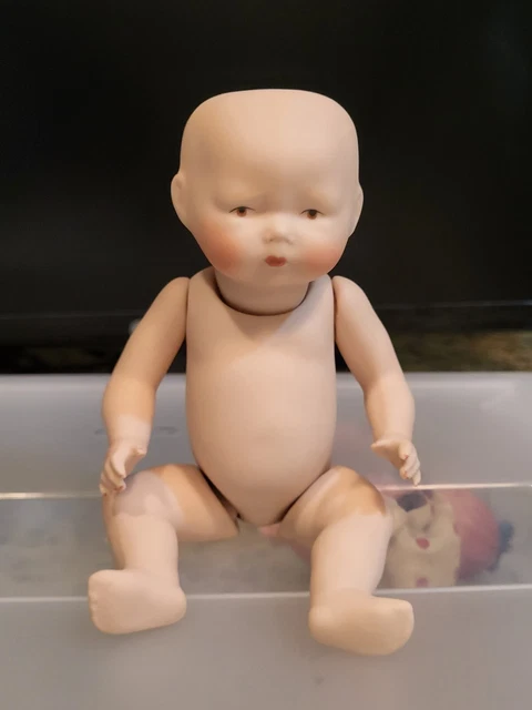 Vintage 1990s Artist Reproduction "Tynie Babe" 6" Socket Head Porcelain Doll