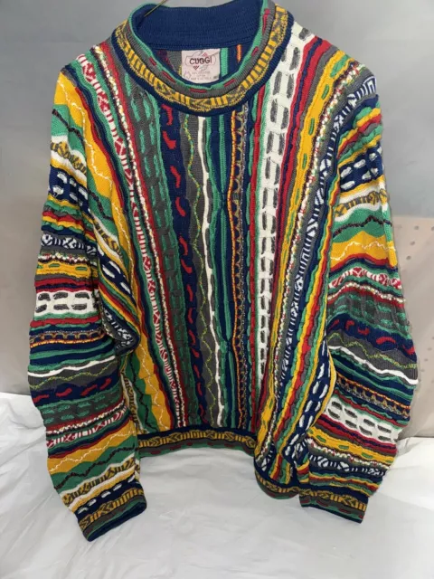 CUGGI COOGI Cardigan Sweater Vintage Bright Colorful Australia Size XL 70s 80s