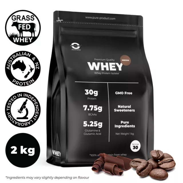 2Kg Whey Protein Isolate  100% Grass-Fed Wpi - Mocha