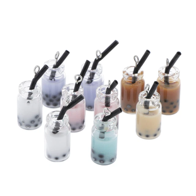 20 Stück Perle Milch Teetasse Anhänger Harz Figur Charm für DIY Schmuck