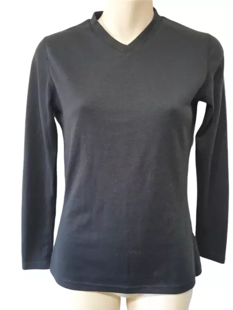 kathmandu altica basic black v neck long sleeved base layer top Size 10