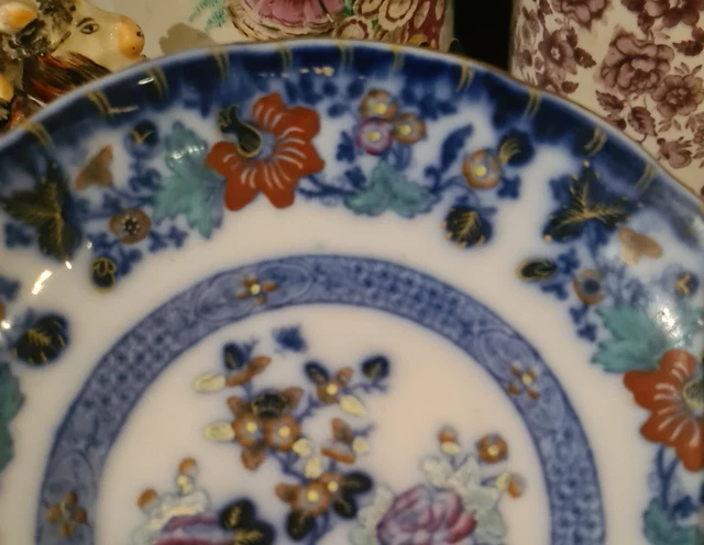 Antique Blue and White Transferware Chinoiserie Dish Saucer Lovely! 3