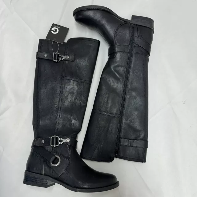 G By Guess Boots Womens 6 M Knee High Tall Riding Black Faux Leather Zipper