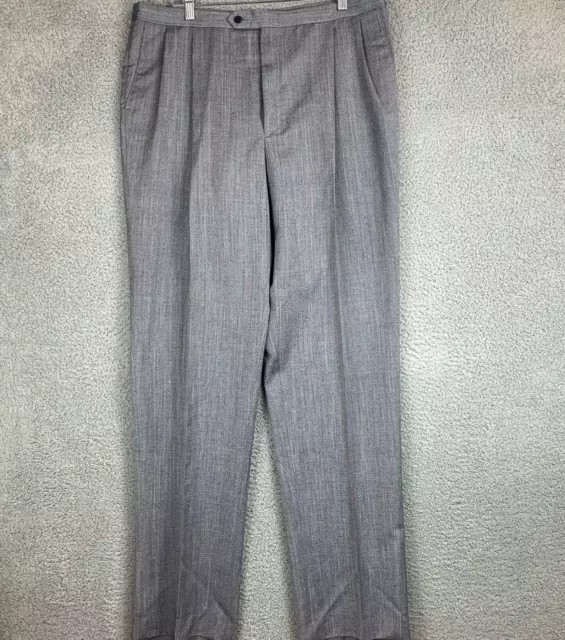 Louis Raphael Luxe Mens Dress Pants 36x34 Gray Wool Woolmark Staight Meas  36x32