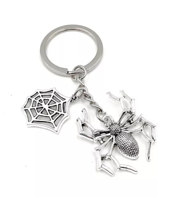 Schlüsselanhänger Spinne Ungeziefer Insekt Spinnennest silber Anhänger Keychain