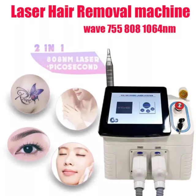 2IN1 Diode Laser 755nm 808nm 1064nm Haar Entfernung Maschine Haut Pikosekunde#