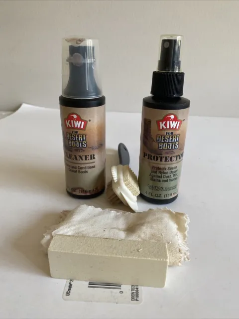Kit Kiwi Boot Cleaner and Protector 4oz Each With Brush And Cloth In Zip Case