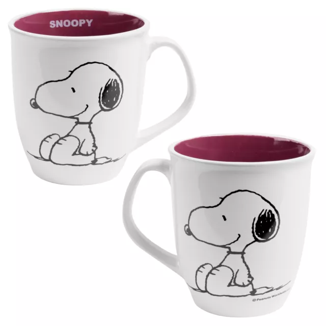 The Peanuts Tasse - Snoopy Kaffeetasse Becher Kaffeebecher aus Keramik Weiß Rot