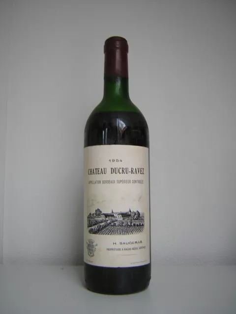 wein  1954 Chateau Ducru Ravez Bordeaux Superieur 70 Jahr Alt