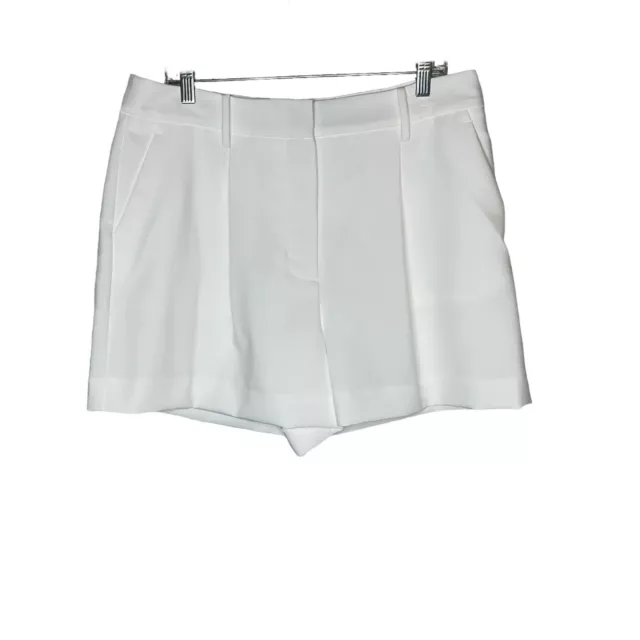 Nine West Women's Pleat-Front High Waisted Shorts Size 14 White Knight