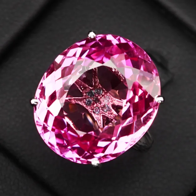 26.80Ct Stunning Pink Tourmaline 925 Sterling Silver Handmade Engagement Rings 2