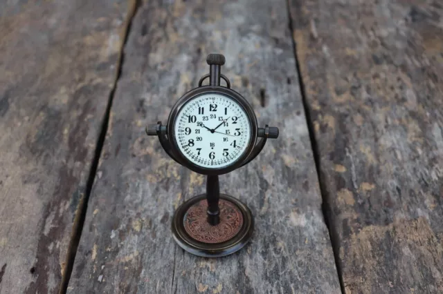 Brass nautical antique table clock , handmade antique clock, vintage marine desk