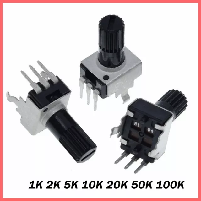 RV09 Potentiometer 1K 2K 5K 10K 20K 50K 100K Vertical Round Shaft Plum Handle