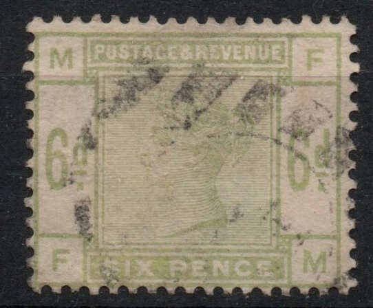 1883 Gran Bretagna Queen Victoria 6 Pence Verde Giallo - Usato - St.gib.194