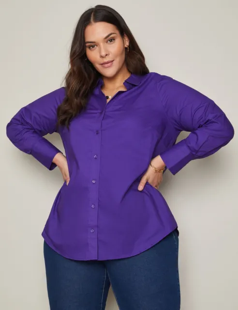 AUTOGRAPH - Plus Size - Womens Tops -  Long Sleeve Cotton Shirt