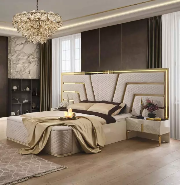 Beleuchtetes Bett Design Doppelbett Luxus Betten Polster Schlafzimmer Möbel Neu