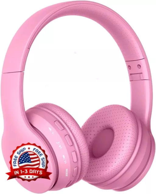 Audifonos Auriculares Para Niñas Bluetooth Rosa Con Orejas Plegables Calidad NEW
