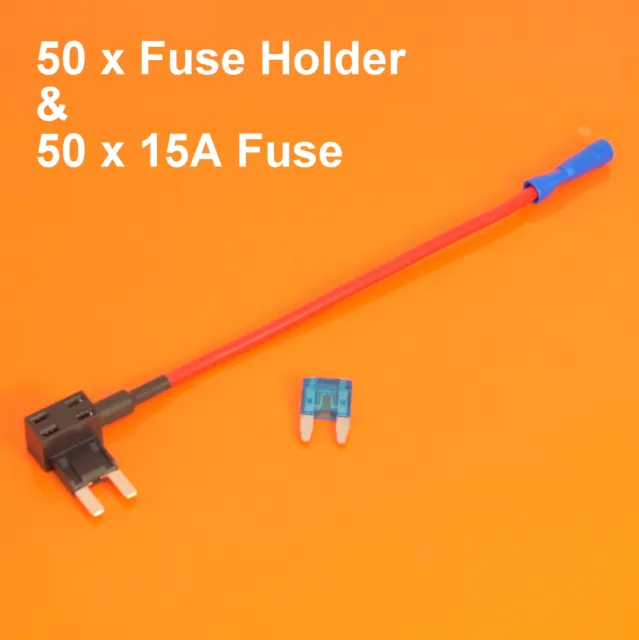High Quality 50 x 12V Add A Circuit Piggy Back Fuse Holder For Mini Blade 15 Amp