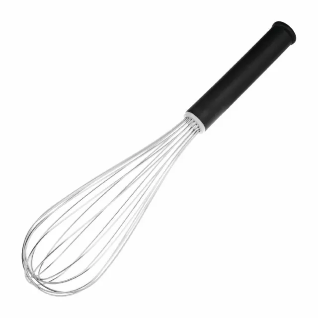 Vogue Heavy Duty Balloon Whisk with Black Vinyl Handle, Dishwasher Safe - 355mm