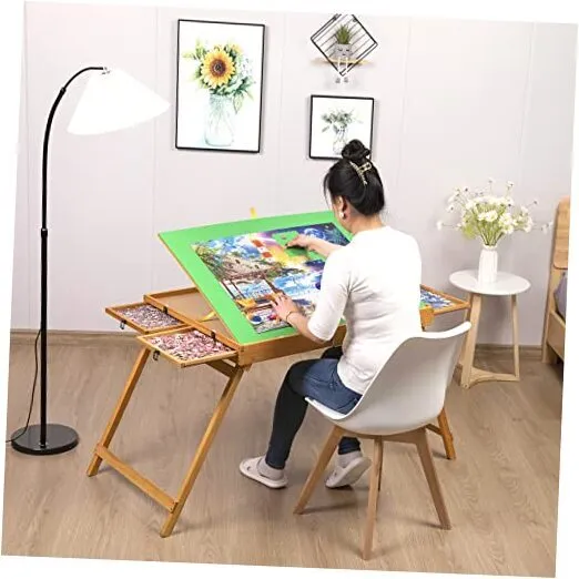 1500 Piece Puzzle Board, Adjustable Puzzle Table with Drawers and