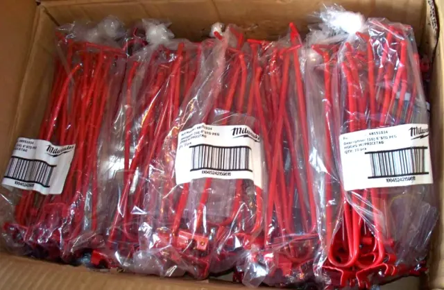 Lot of 100 Milwaukee Red rack Peg Hooks 6" Authentic PN:48551034