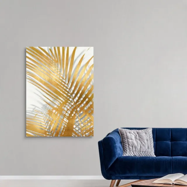 Palm Shadows Gold I Canvas Wall Art Print, Floral Home Decor