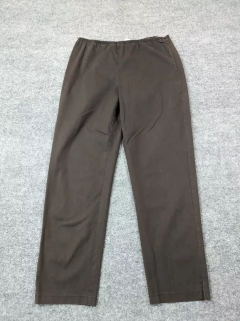 Eileen Fisher Size S Organic Cotton Stretch Twill Side Zip Slim Ankle Pant Brown