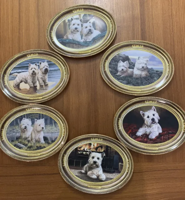 The Franklin Mint Nigel Hemming West Highland Terrier Westie Plate Lot Set of 6