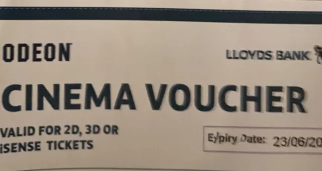 Six Odeon Ticket Vouchers Valid until 23/06/2024