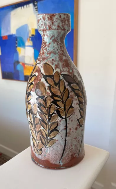 Sasha Barrett Fine Art Tall Ceramic Vase with Design of Branches  Studio Pottery