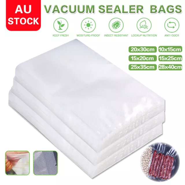 100-500X Vacuum Sealer Bags Precut Food Storage Saver Heat Seal Cryovac 7 Sizes