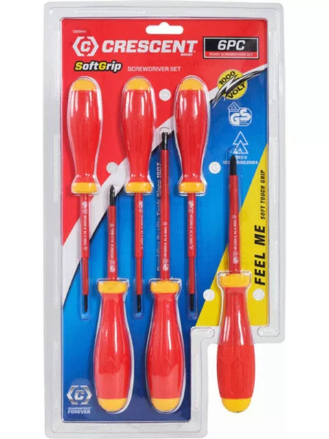 Crescent 6 Piece Soft Grip 1000V Insulated Screwdriver Set (CSD6HV)