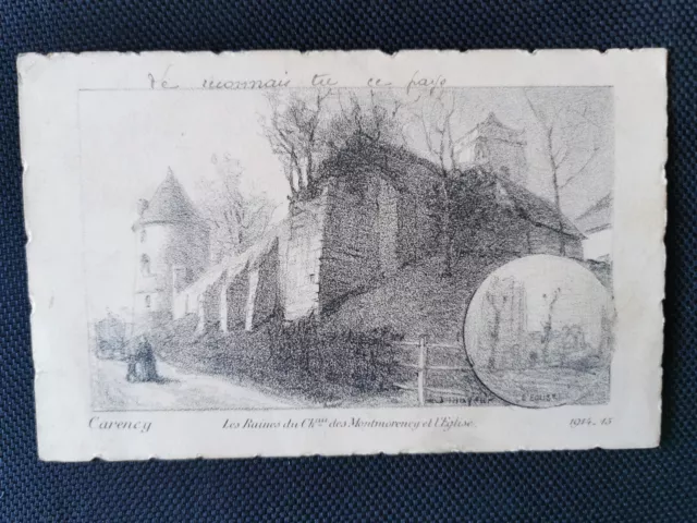 CPA 62 CARENCY - Les Ruines du Château de Montmorency et l'Eglise