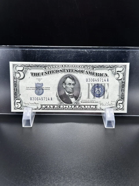 1934 D- $5 Dollars bill very nice bill high grade Uncirculated #1 consecutive.