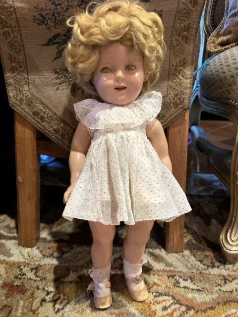 18” Antique Ideal Compo Shirley Temple Doll 1930’s All Original Pink Dress #co