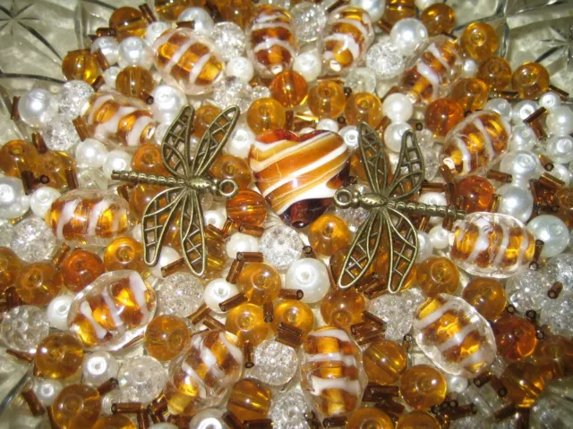 Glasperlen Mix 144 g INDISCHE GLASPERLEN/LAMPWORK/MURANO/KRISTALL/TOPAS/WEISS