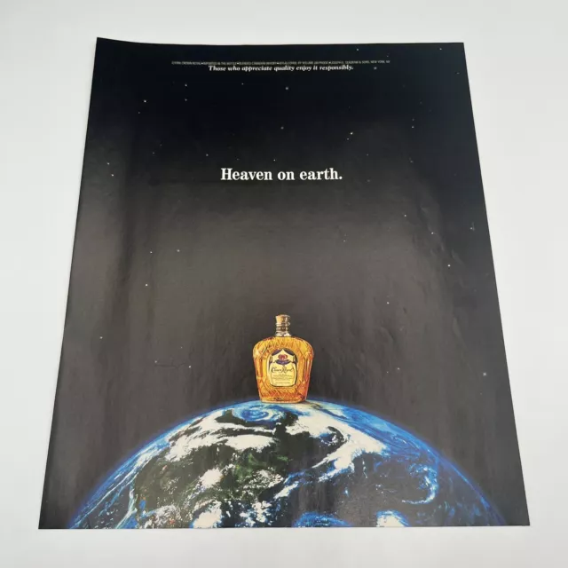 Crown Royal Vintage 2000 Print Ad 9"x10.5" heaven on Earth Bar wall Art Y2K