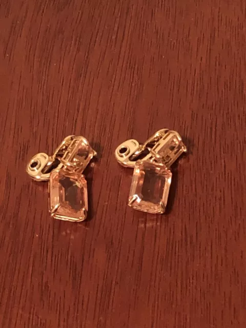 lauren ralph lauren crystal earrings gold tone clip on pre owned