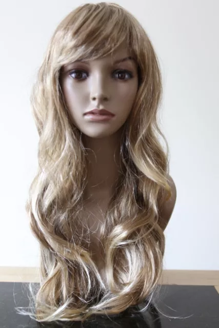 Halloween Womens Blonde Long COSPLAY WIG Hair Curly Fancy Dress Costume