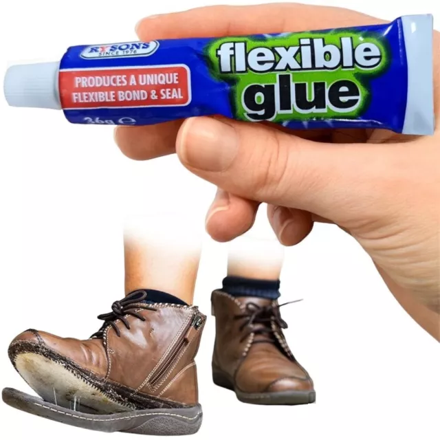 FLEXIBLE ELASTIC GLUE Strong Repair Adhesive WATERPROOF Leather Shoe Fabric 36g