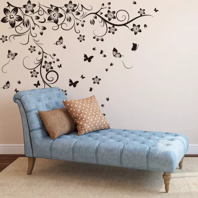 Mural Wall Stickers Decal Paper Art Decoration Butterflies Vine Living Room