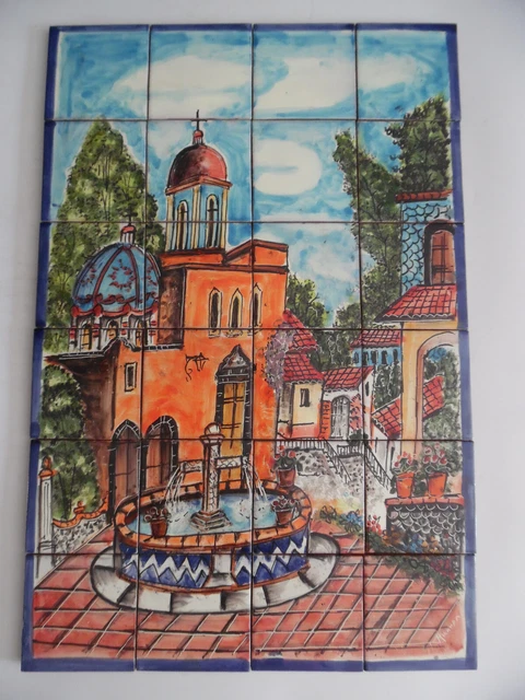 25" CERAMIC TILE MURAL mexican talavera mosaic hand painted backsplash